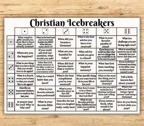 Dicebreaker Roll and Tell Game, Christian Icebreaker Activity for All Age, Games for Youth Group, Printable Church Game, Get to Know You - Etsy Best Get To Know You Games, Marriage Ministry Games, Sunday School Get To Know You, Christian Couples Games, Church Ice Breaker Games, Church Activities For Youth, Bible Study Activities For Youth, Christian Activities For Youth, Sunday School Activities For Teens