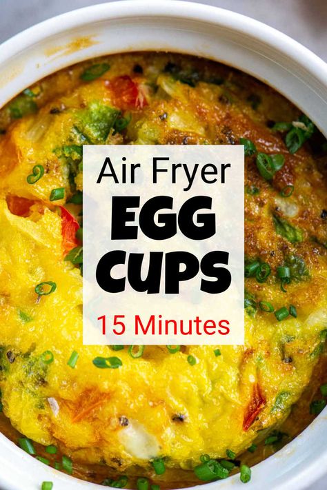 Air Fryer Egg Cup Recipes, Egg Cups Air Fryer, Egg Muffins In Air Fryer, Ramekin Air Fryer Recipes, Airfryer Eggs Recipes, Single Serve Air Fryer Recipes, Air Fryer Ramekin Recipes, Airfryer Breakfast, Current Recipes