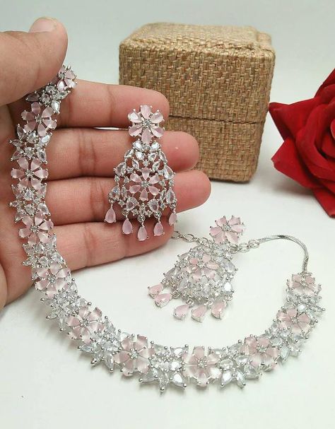 Sabyasachi Wedding, Ad Necklace Set, Earrings Combo, American Diamond Earrings, Ad Earrings, American Diamond Necklace Set, Engagement Necklace, Wedding Jewelry Sets Bridal Jewellery, American Diamond Jewellery