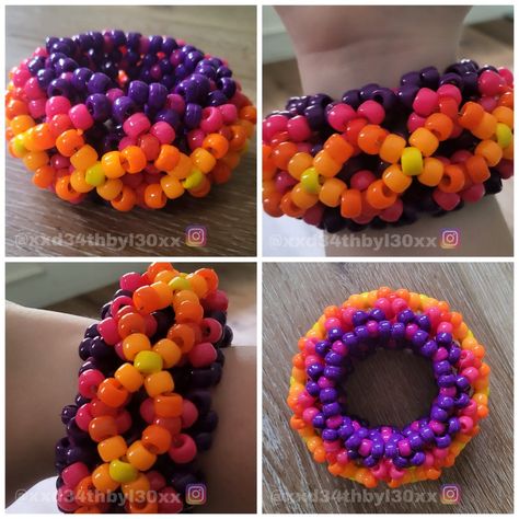 Large Kandi Cuff, Mini Rotating Kandi Cuff, 3d Kandi Cuff Ideas, Rotating Cuff Kandi, Big Kandi Cuff, Kandi Rotator Cuff, Multi Stitch Kandi Cuff, Kandi Inspo Cuff, Rotator Cuff Kandi