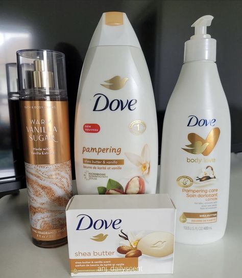 Vanilla Scent Perfume, Vanilla Shower Routine, Exfoliating Skincare, Bath & Body Works, Dove Body Wash, Scent Perfume, Gentle Skin Cleanser, Body Hygiene, Skin Cleanser