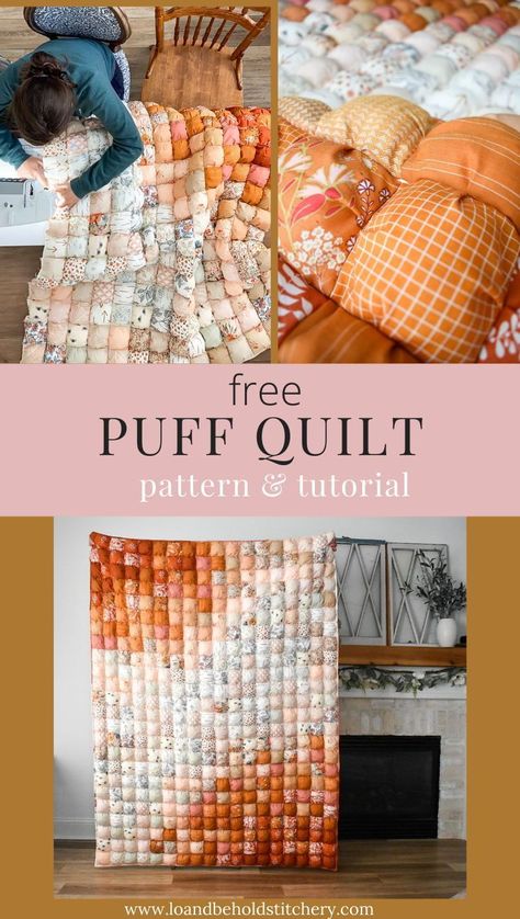 Create a beginner friendly puff quilt or biscuit quilt with this easy and modern tutorialChoose from various sizes including babythrow and bed sizes and make the perfect gift for yourself or loved oneUse scrapsfat quartersquarter yards or charm packsThis is the perfect precut friendly quilt projectDownload the FREE pattern and follow along with the video tutorial.