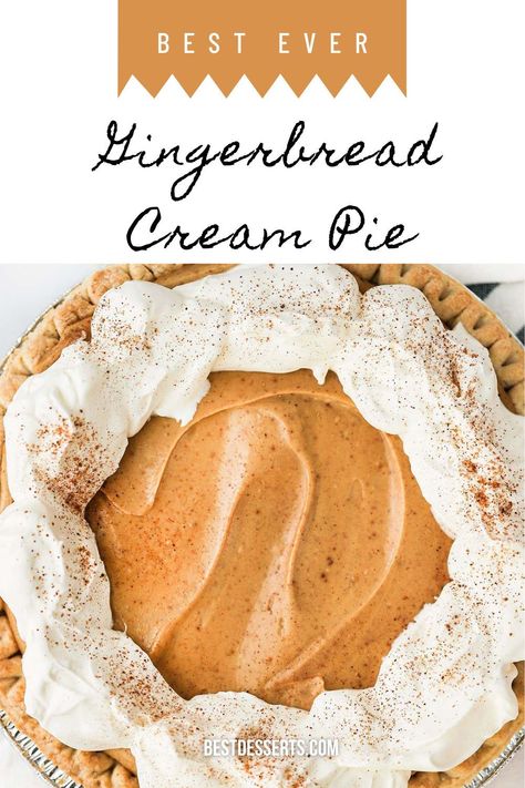 Orange Cream Pie Recipes, Gingerbread Pie Recipes, Creamy Pie Recipes, Unique Pies For Thanksgiving, Fall Pie Recipes Thanksgiving, No Bake Holiday Pies, Gingerbread Cream Pie, Fruit Pies For Thanksgiving, No Bake Christmas Pie