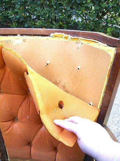 Addicted 2 Decorating » How to Reupholster An Occasional Chair With Tufted Back Upholstery Armchair, Couch Upholstery, Living Room Upholstery, Tufted Chair, Reupholster Chair, Reupholster Furniture, Upholstery Diy, Upholstery Foam, Modern Upholstery