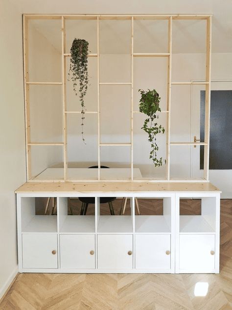 IKEA Room Divider Ideas: Transform Your Space with These Clever Hacks Ikea Small Hallway Storage, Room Divider Ideas Bookshelves, Cute Room Divider Ideas, White Room Divider Ideas, Room Divider Living Room Office, Using Shelves To Divide A Room, Entry Way Living Room Divider, Ikea Divider Hack, Cube Organizer Room Divider