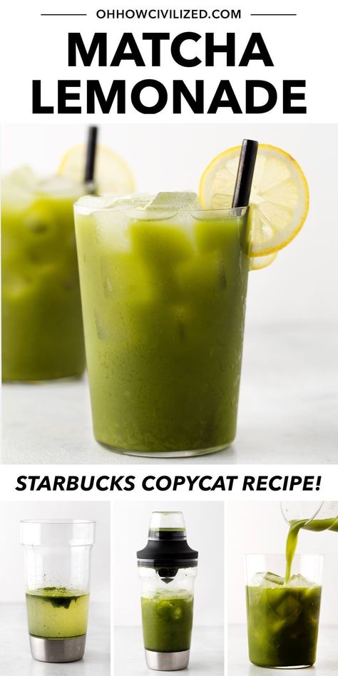 Starbucks Matcha Lemonade Recipe, Matcha Recipe Drinks, Matcha Lemonade Starbucks, Matcha Lemonade Recipe, Starbucks Iced Matcha, Matcha Iced Tea, Healthy Teas Recipes, Matcha Lemonade, Green Tea Lemonade