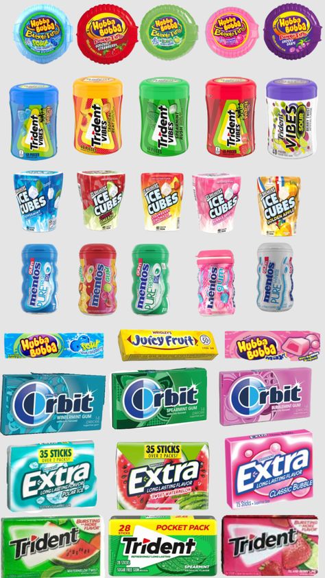 The best flavors of gum Hubba Bubba Gum, Mentos Gum, Snack Cart, American Snacks, Gum Flavors, Hubba Bubba, Sugar Free Gum, Golden Apple, Sour Patch Kids