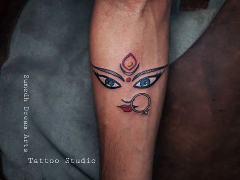 Goddess Devi Tattoo design.. By..Sumedh Dream Arts & Tattoo Studio Devi Tattoo Design, Devi Tattoo, Boys Hand Tattoo, Maa Tattoo Designs, Maa Tattoo, Couple Tat, Om Tattoo Design, Peacock Feather Tattoo, Om Tattoo