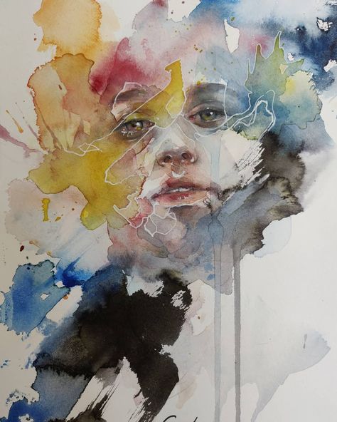 ɹₒʇɐʇɔǝdₛ on Instagram: “20181114 @agnes_cecile #watercolor #agnescecile #fineart” Agnes Cecile Watercolor, Agnes Cecile Art, Agnes Cecile, Orange Painting, Contemporary Portrait, Blue Painting, Abstract Portrait, Fashion Illustrations, Watercolor Portraits