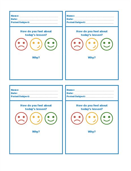 Feedback Template, Exit Tickets Template, Check For Understanding, Student Self Assessment, Classroom Assessment, Fun Classroom Activities, Feedback For Students, Exit Tickets, Ticket Template