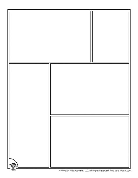 Printable Comic Book Pages | Woo! Jr. Kids Activities Comic Book Outline, Comic Grid, Comic Base, Manga Template, Blank Comic Book Pages, Comic Strip Template, Comic Book Paper, Drawing Books For Kids, Comic Box