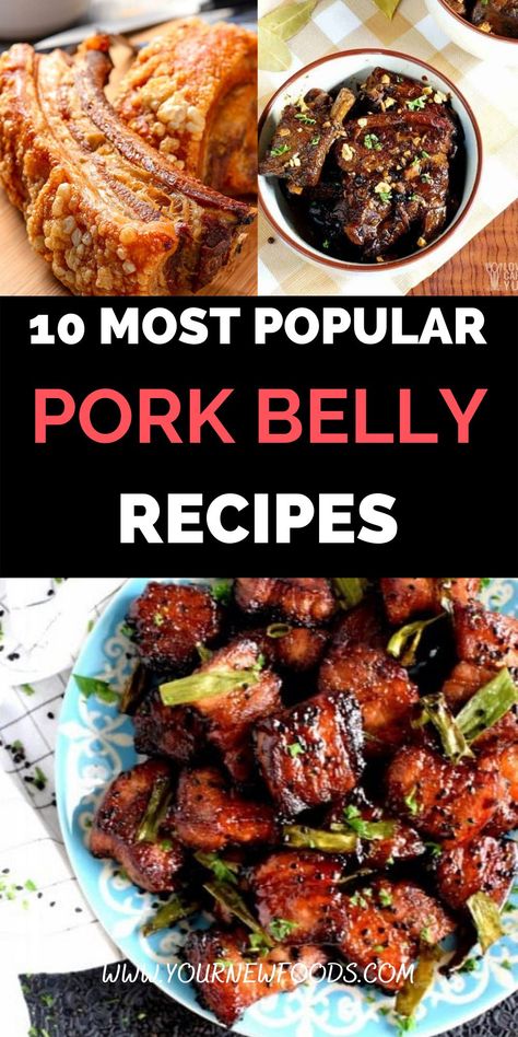 Recipes With Pork Belly. Delicious most popular Pork belly perfect for the family, entertaining, holidays & all year. Choose your favorite dinner recipes with pork belly today! Pork Belly Sauce Recipes, Pork Belly Pieces Recipes, Bacon Wrapped Pork Belly, Pork Belly Carnitas, Hawaiian Pork Belly Recipes, Salted Pork Recipes, Pork Belly Dinner Recipes, Simple Pork Belly Recipe, Recipes For Pork Belly