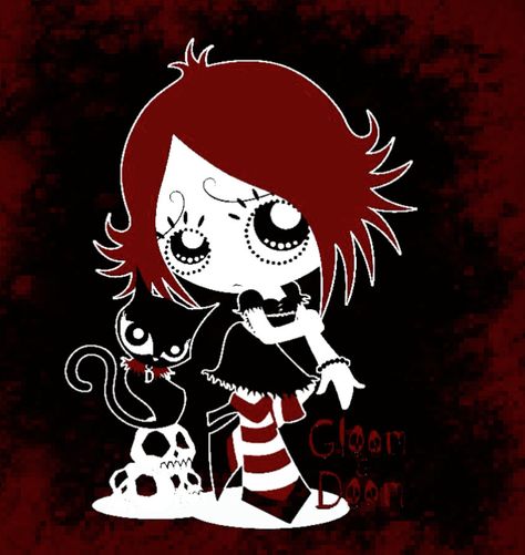 Vamp Pfp Anime, Iconic Goth Characters, Ruby Gloom Poster, Ruby Gloom Characters, Red Emo Pfp, Black Haired Cartoon Characters, Iconic Halloween Characters, Ruby Gloom Matching Pfp, Red And Black Goth Aesthetic