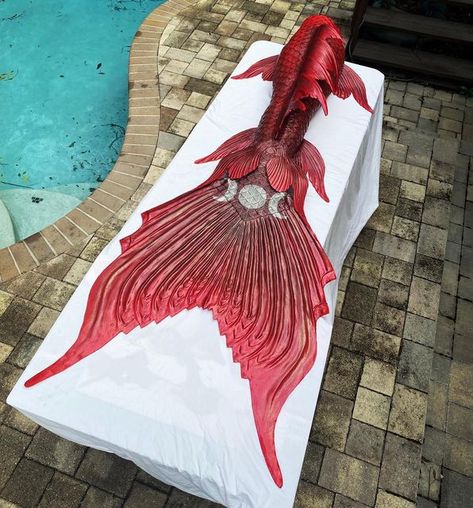 Red Tail Mermaid, Red Mermaid Tail Aesthetic, Red Mermaid Aesthetic, Ekor Mermaid, Red Mermaid Tail, Mermaid Lifestyle, Mermaid Videos, Mermaid Tail Art, Siren Tail