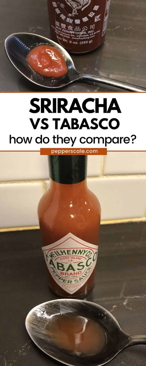 Names don’t come any bigger in the world of hot sauce than Tabasco and Sriracha. One’s an American staple with more than a century of history, the other a comparative upstart that’s captured the imagination of a generation of foodies. But how else do they differ? Are the flavors similar or worlds apart? Worlds Apart, Tabasco Sauce, Sriracha Sauce, Chili Peppers, Chili Pepper, Sriracha, Spicy Recipes, Stuffed Hot Peppers, Hot Sauce Bottles