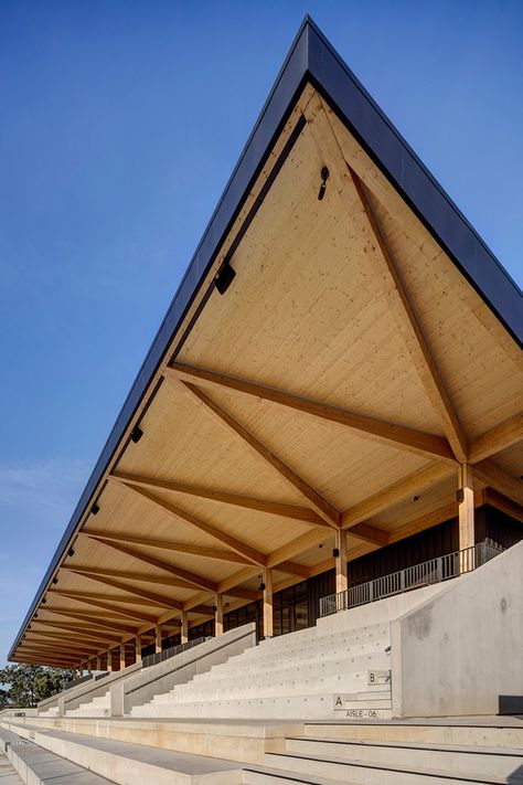 Sports Hall Architecture, Sports Pavilion, Infrastructure Architecture, Sports Facility Architecture, Sports Facility, Green Gym, Stadium Architecture, Timber Architecture, Timber Roof