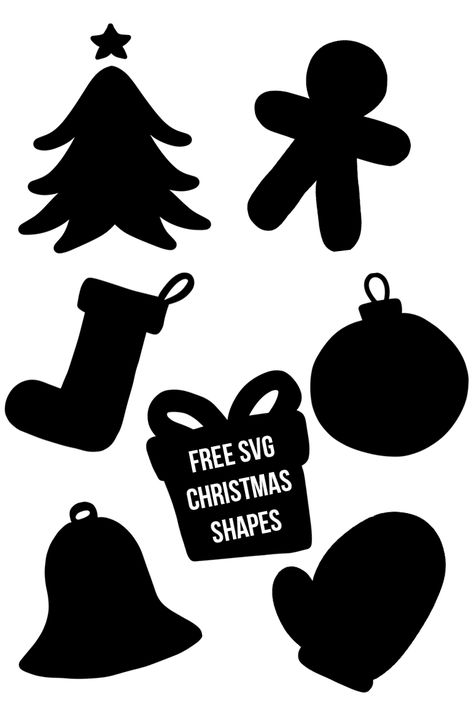 The Creativeqube Pack /// Free Christmas SVG Shapes Acrylic Baubles, Silhouette Artwork, Free Christmas Svg, Vintage Christmas Sign, Christmas Shapes, Svg Shapes, Window Illustration, Idee Cricut, Cricut Images