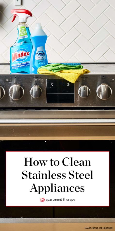 How to Clean Stainless Steel Appliances | Apartment Therapy Clean Stainless Appliances, Clean Stainless Steel Appliances, Cleaning Stainless Steel Appliances, Clean Stainless Steel, Stainless Steel Stove, Stainless Steel Fridge, Clean Fridge, Stainless Steel Cleaner, Stainless Steel Oven