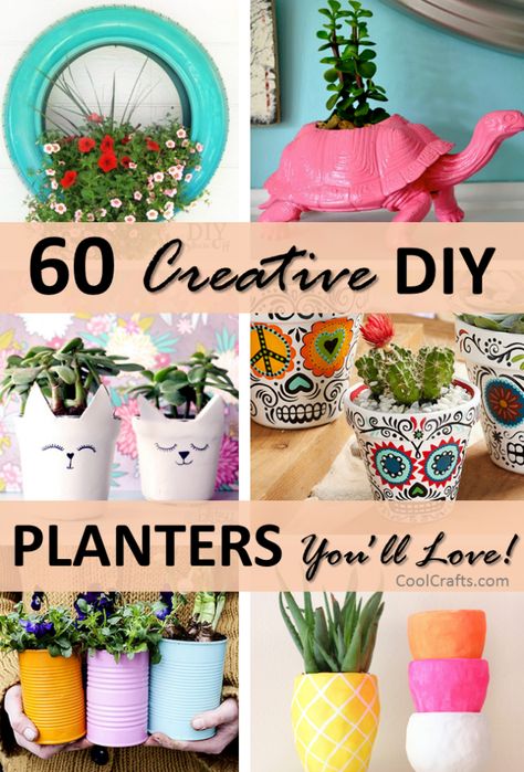 60 Creative DIY Planter Ideas, http://www.coolcrafts.com/diy-planters/ Diy Planters Pots, Diy Planters Indoor, Fairytale Garden, Creative Planter, Plant Pot Diy, Plant Crafts, Fleurs Diy, House Plant Pots, Flower Pot Crafts