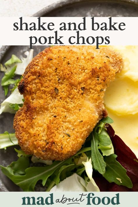 Make a batch of Shake and Bake Pork Chops that are crispy on the outside and juicy on the inside. They are SO easy to make and take just 10 minutes of prep work. Baked Pork Loin Chops, Baked Boneless Pork Chop Recipes, Shake And Bake Pork Chops, Baked Meats, Bake Pork Chops, Baked Pork Loin, Baked Boneless Pork Chops, Shake And Bake Pork, Homemade Shake And Bake