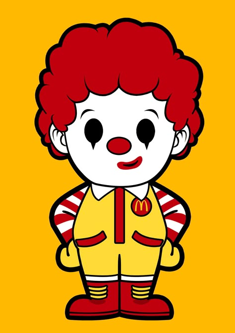 Ronald Mcdonald Drawing, Ronald Mcdonald Cartoon, Mcdonalds Mascot, Mcdonalds Art, Mcdonalds Characters, Mcdonald Illustration, Clown Cartoon, Mcdonalds Birthday Party, Mini Character