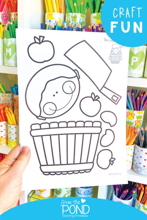 Easy Craft For Kids Johnny Apple Seed Day Crafts, Johnny Appleseed Coloring Pages, Johnny Appleseed Craft Preschool, Johnny Appleseed Activities 1st Grade, Nanny Crafts, Johnny Appleseed Craft, Preschool Apples, Johnny Appleseed Activities, Dino Craft