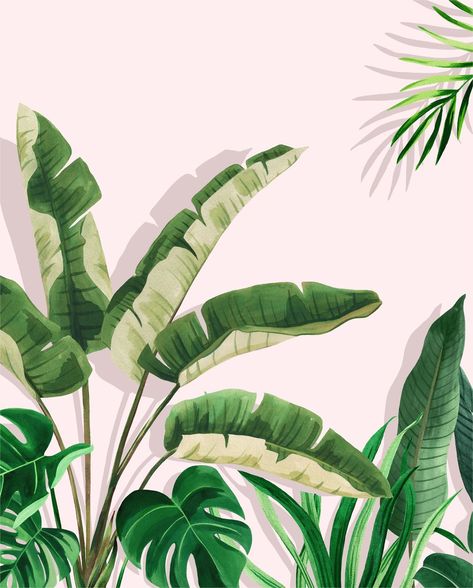 Bella Gomez Gouache Leaf Painting, Monstera Mural Painting, Wall Painting Leaves, Plant Mural Wall, Plant Painting Ideas, Leaves Wall Painting, Mural Wall Art Interiors, Plant Wall Painting, Mural Plants