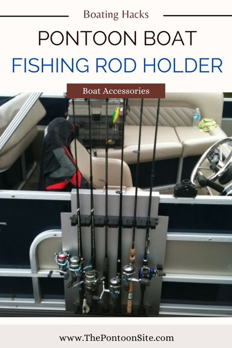 fishing, pontoon boat, pontoon boat fishing, pontoon boat fishing setup, pontoon boat accessories, fishing rod, fishing rod holders Boat Fishing Rod Holder, Fishing Pontoon Boats, Boat Upgrades, Fishing Pole Storage, Fishing Rod Holders, Pontoon Boat Accessories, Fishing Storage, Fishing Rod Storage, Pontoon Boats