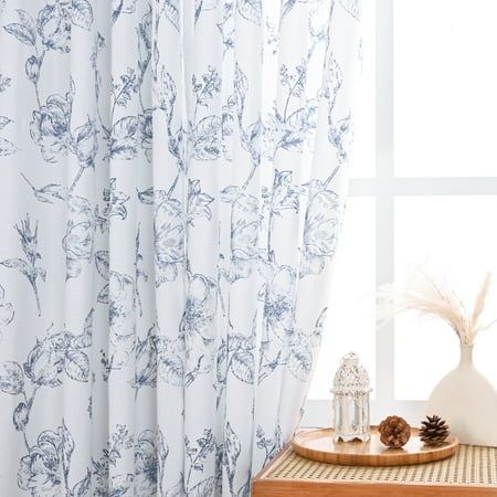 1FLORAL DESIGN : Floral curtains with blue color,blue floral window curtain bring natural style indoors. 2HIGH-QUALITY MATERIALS: Floral curtains are made of linen blend fabric, which is durable. Floral curtains and drapes are crafted in premium workmanship. 3LIGHT FILTERING OPACITY :Floral curtain protecting your privacy. These are linen blend curtains that block out the sun and filter the light, but they don't block out the light completely. 4WIDE APPLICATION: Floral curtains for livingroom ,b Blue Curtains Bedroom, Blue Floral Curtains, Blue And White Curtains, Farmhouse Style Curtains, Affordable Curtains, Semi Sheer Curtains, Bird Curtains, Cafe Bathroom, Curtains Grommet