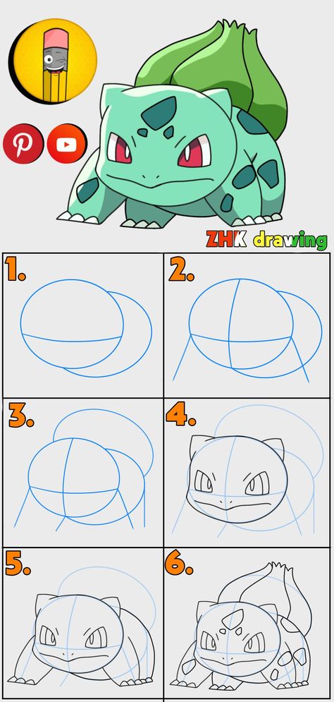 How To Draw Bulbasaur Step By Step, Bulbasaur Drawing Easy, Pokemon Drawing Tutorial, How To Draw Bulbasaur, Pokemon Art Draw Easy, How To Draw Pokemon Step By Step Easy, How To Draw Pokemon Easy, Easy To Draw Pokemon, How To Draw Beginner Step By Step