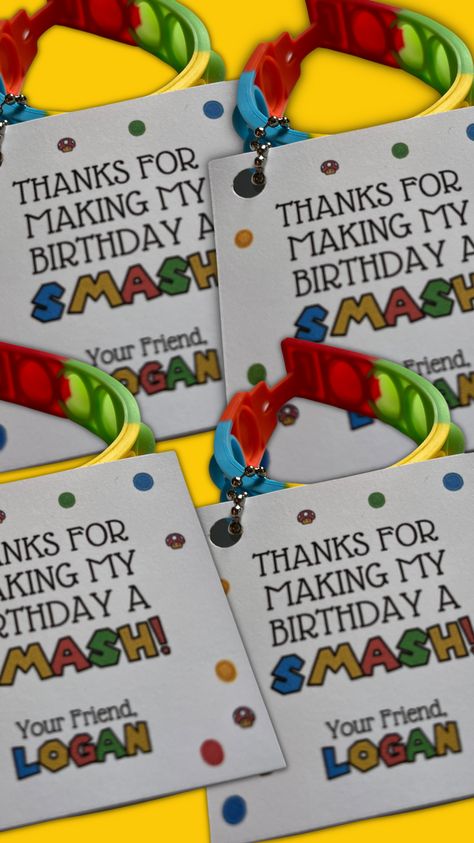 Party Favors Super Mario, Super Smash Bros Party Ideas, Game Over Party Favors, Super Smash Bros Party Games, Super Mario Party Favor Ideas, Super Mario Party Favors Diy, Super Mario Birthday Favors, Super Mario Bros Party Ideas Goodie Bags, Smash Brothers Birthday Party