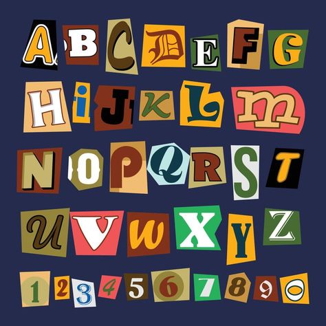 Ransom Note Aesthetic, Ransom Font, Ransom Note Letters, Paper Style Ransom Note Letter, Ransom Letters, Editing Pack, Phantom Tollbooth, Chalk Fonts, Newspaper Letters