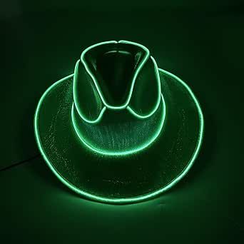 Glow In The Dark Party Hats, Glow Cowgirl Hat, Green Festival Hat, Light Up Hats, Led Hat, Costume Green, Led Party, Green Clothing, Women Party