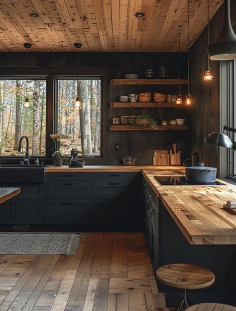 Western Kitchen, Rustic Kitchen Cabinets, Kitchen Decor Apartment, Rustic Kitchen Design, Cabin Kitchens, Wood Kitchen Cabinets, Kitchen Inspiration Design, Pantry Design, Kitchen Trends