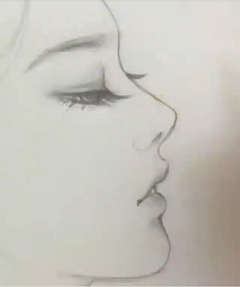 Female Sketches Face, Right Side Face Drawing, Side Profile Eyes Drawing Anime, Side Profile Drawing Tutorial Realistic, Female Face Side Profile Drawing, Easy Profile Drawing, Face Sketch Side Profile, Side Sketch Face, Eye Drawing Profile