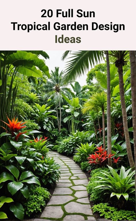 20 Full Sun Tropical Garden Design Ideas - Toolz Geek Full Sun Garden, Hawaiian Plants, Small Garden Landscape, Tropical Garden Design, Sun Garden, Cottage Garden Design, Garden Design Ideas, Sun Plants, Fruit Garden