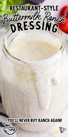 Once you make our creamy and tangy homemade ranch dressing, you’ll never buy store-bought again. Home Made Ranch Dressing Healthy, Homemade Ranch Dressing With Packet, Oil Dressing Recipes, Quick Homemade Ranch Dressing, Best Ranch Dressing Recipe, Best Ranch Dressing, Buttermilk Recipe, Ranch Dressing Recipe Homemade, Buttermilk Ranch Dressing