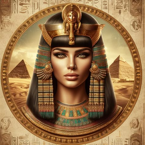 Cleopatra Symbol, Cleopatra Wallpaper, Egyptian Portrait, Cleopatra Vibes, Egyptian Queen Tattoos, Cleopatra Art, Egypt Goddess, Egyptian Goddess Art, Starověký Egypt