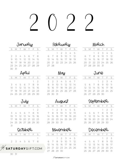 2022 Yearly Calendar free simple minimal 2022 calendar printable - Sunday-start vertical Calendar With Week Numbers, Yearly Calendar Template, Printable Yearly Calendar, Simple Calendar, Year In Pixels, Kalender Design, Cute Calendar, Custom Calendar, Calendar Templates