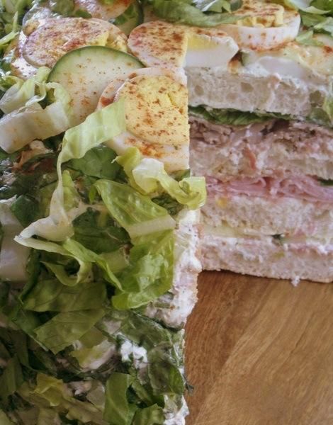 Top 10 Savoury Sandwich Cake Recipes Sandwich Torte, Salad Cake, Cake Sandwich, Sandwich Loaf, Sandwich Cake, Party Food Platters, Swedish Recipes, Tea Sandwiches, Savoury Cake