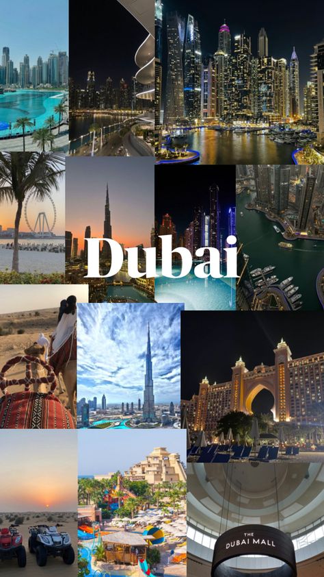 Dubai Vacation Pictures, Dubai Collage, Quote Travel, Dubai Vacation, Dubai Aesthetic, Travel Inspiration Destinations, Dream Vacations Destinations, Holiday Places, Dubai Travel