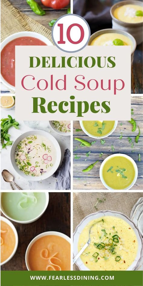 These are 10 of the best cold soup recipes for summer. Chilled soups are healthy and delicious and these delicious soups will not heat up your kitchen. They are easy to make and even the kids will love them! www.fearlessdining.com Cold Soup Recipes Summer, Chilled Soup Recipes, Spring Soup Recipes, Summer Soup Recipes, Keto Air Fryer Recipes, Cold Soup Recipes, Spring Soups, French Soup, Fruit Soup