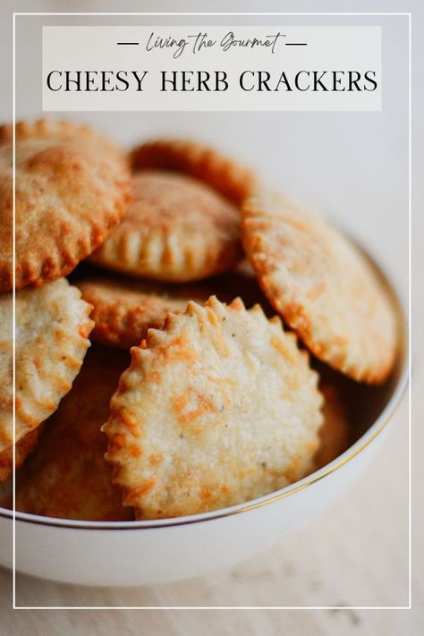 Crunchy. Crispy. Cheesy. These homemade crackers are irresistibly flavorful and super simple to make. Today we’re saying goodbye to store-bought blandness and embracing the delicious simplicity of Cheesy Herb Crackers. Cream Cheese Crackers, Cheddar Crackers Homemade, Baked Cheesy Cracker Snacks, Flavored Crackers Recipes, Cheesy Garlic Butter Crackers, Southern Cheese Crackers, Gf Cheese Crackers, Crackers Made From Cheese, Cheesy Sourdough Crackers