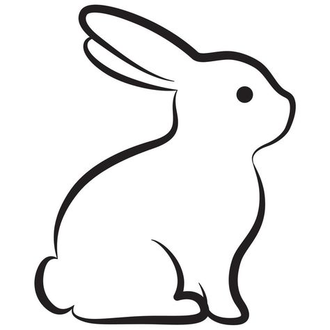 Drawings Of Rabbits Easy, Bunny Easy Draw, Outline Of Animals, Easy Bunny Drawing Simple, Bunny Simple Drawing, Bunny Tattoo Outline, Easter Drawings Ideas Easy, Simple Bunny Drawing, Easy Drawing Animals