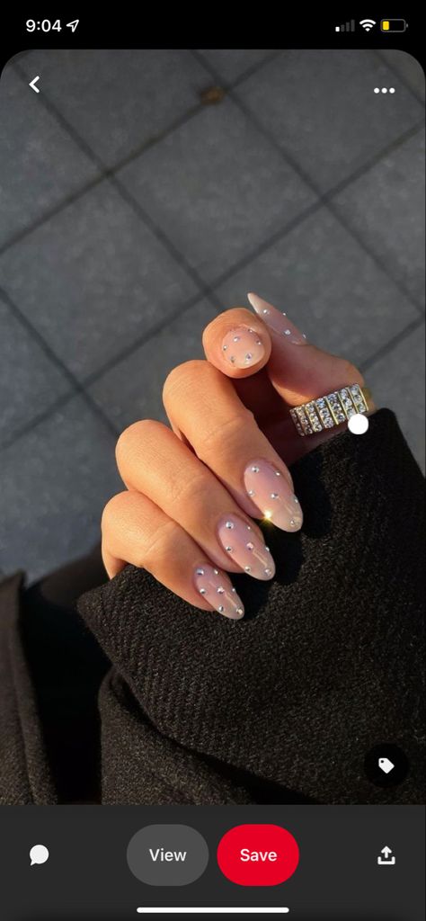 French With Diamonds Nails, French With Diamonds, Nails With Studs, Nails Square, Diamond Nails, Neutral Nails, Classy Nails, Rhinestone Nails, Nail Inspo