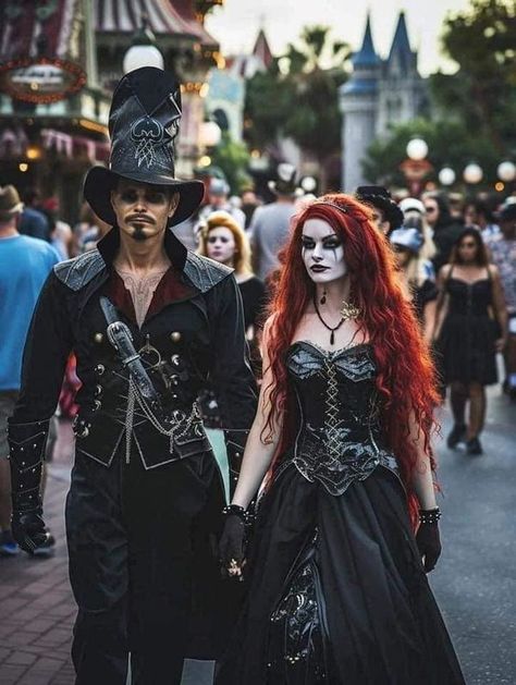 Vampires Couple Costume, Witch Gothic Outfit, Goth Couple Halloween Costume, Witch And Warlock Costumes Couple, Vampire Love Couple, Vampire Costume Couple, Vampire Couple Costumes, Vampire Couples, Night Creatures