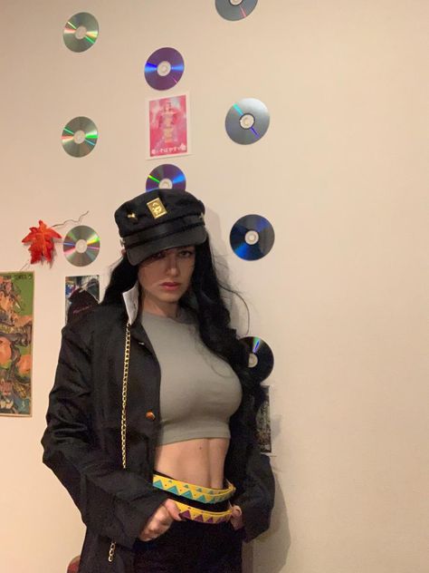 Jotaro Outfit Ideas, Jjba Halloween Costumes, Female Jojo Cosplay, Joylene Cujoh Cosplay, Dio Cosplay Female, Halloween Costumes Women Anime, Jotaro Outfit, Cute Cosplay Outfits, Anime Cosplay Ideas Female