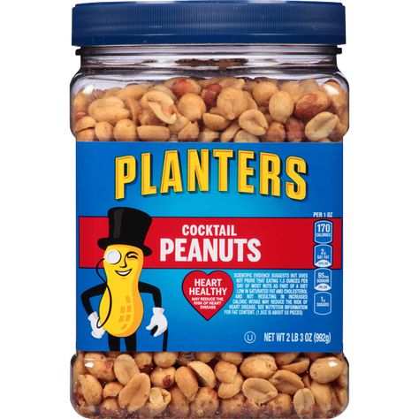 PLANTERS® SALTED COCKTAIL™ PEANUTS, 35 OZ JAR - PLANTERS® Brand Chocolate Trail Mix, Beer Nuts, Almond Snack, Peanuts Party, Salted Peanuts, Planters Peanuts, Salted Nuts, Roasted Nuts, Kraft Recipes