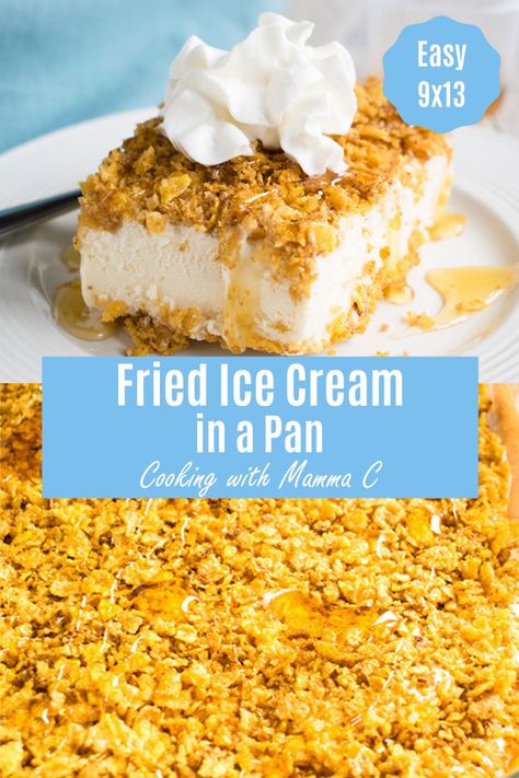 Fried Ice Cream In A Pan, Best Fried Ice Cream Recipe, Fried Ice Cream Dessert Easy, Recipes Using Frosted Flakes, Homemade Fried Ice Cream, Fried Ice Cream Casserole, Frosted Flakes Dessert, Things To Make With Corn Flakes, Easy Desserts With Ice Cream