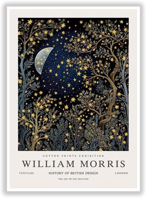 Amazon.com: Generic William Morris Print William Morris Exhibition Print William Morris Poster Vintage Wall Art Textiles Art Vintage Poster Moon and Stars on the Wall Art Posters(12x16inchs，Unframed): Posters & Prints William Morris Painting, Moon Paintings, Houses Illustration, Celestial Vintage, Celestial Pattern, Poster Moon, William Morris Poster, Textiles Art, William Morris Patterns